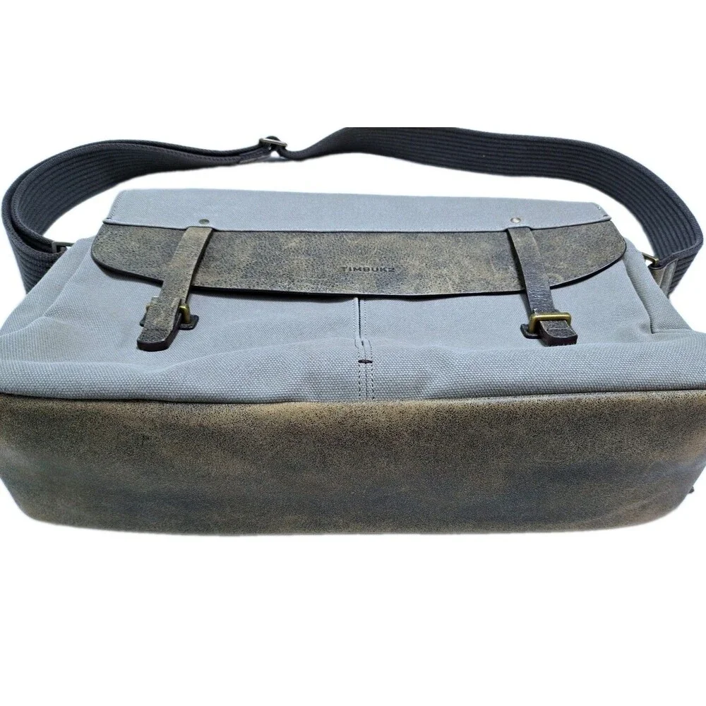 TIMBUK2 Distilled Messenger Canvas Leather Trim Padded Laptop Bag Size Medium